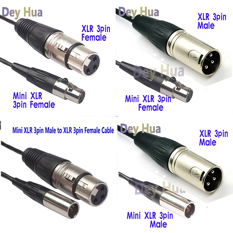 Cable Mini XLR de 3 pines macho a XLR de 3 pines hembra para Blackmagic Pocket Cinema, Cable de línea de Audio para cámara 4k, 0,3 M, 0,5 M, 1M