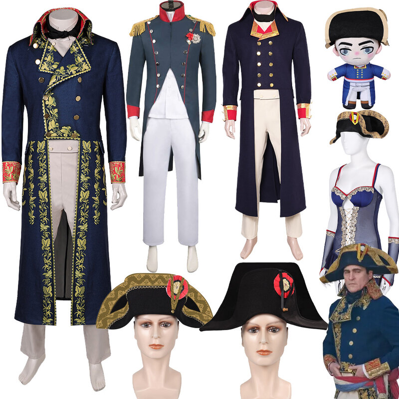 Topi kostum Cosplay Napoleon topi pria kaus seragam celana mantel Fantasia untuk pakaian pria setelan pesta karnaval Halloween fantasi