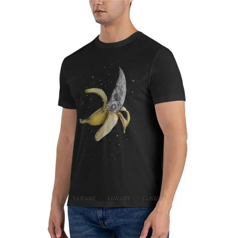 Camiseta de algodão para homens, com design lua e banana T-shirt clássico do anime para homens, roupas, marca, Tees