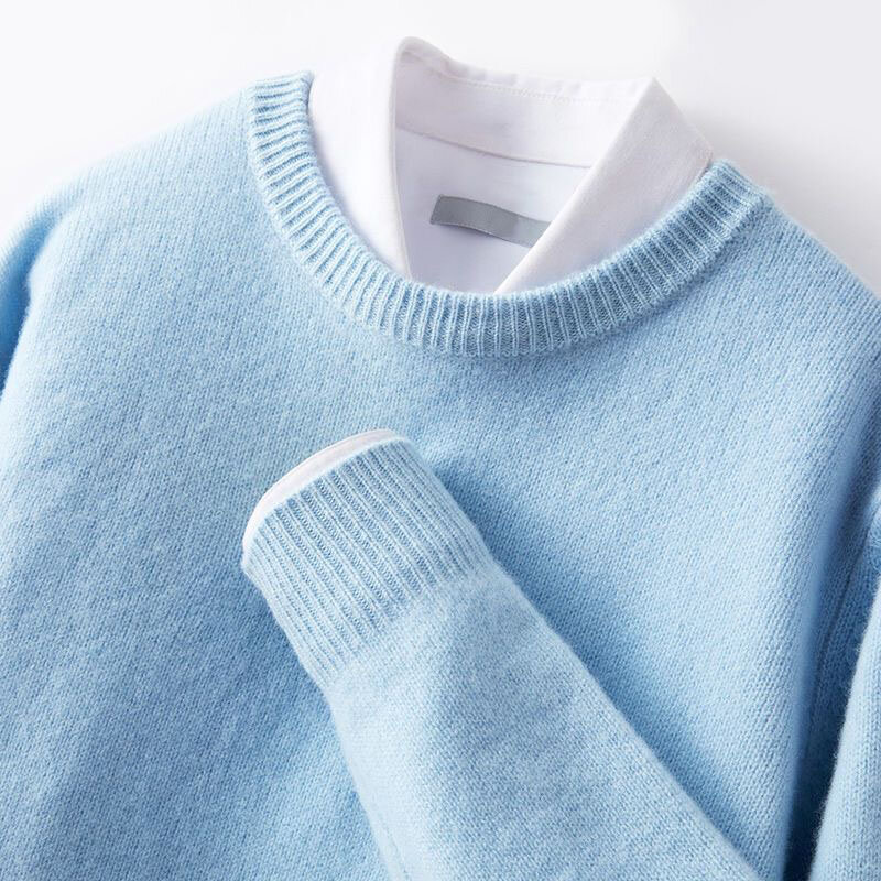 Vendita calda Cashmere maglione da uomo o-collo maglioni lavorati a maglia manica lunga Pullover maschile morbido caldo lana sueteres para hombre