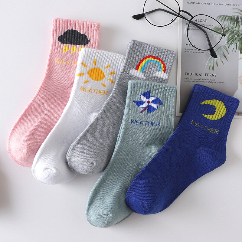 Socken Damen Frühling/Sommer koreanische Ausgabe japanische mittellange Jacquard Wetters ocken Muster Spot Sports ocken