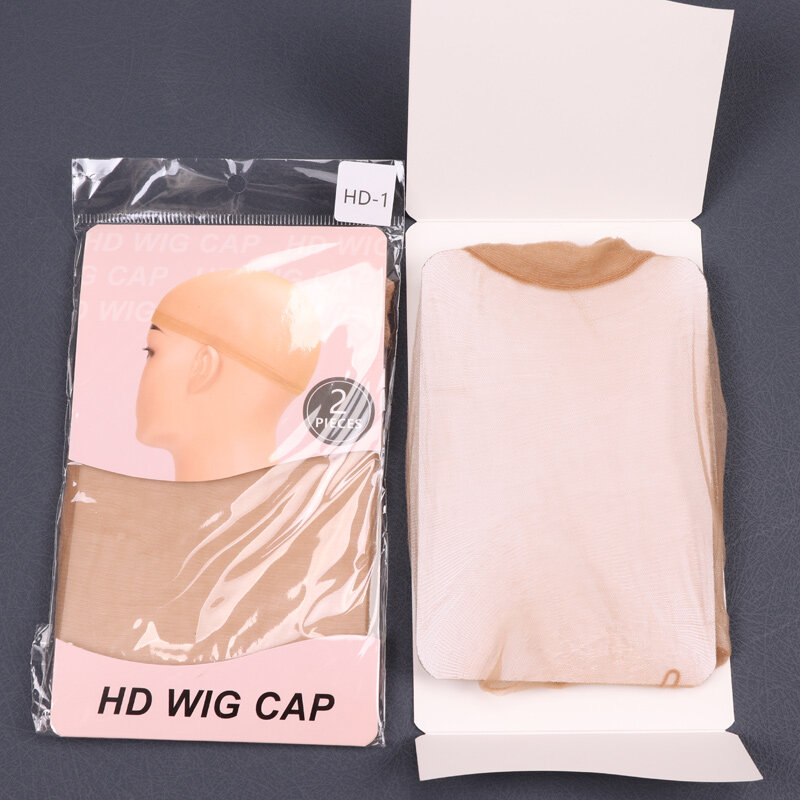 Topi Wig Hd 2 Buah/Pak Topi Wig Stocking Tidak Terlihat Topi Tenun Wig Baru Topi Rambut Nilon Meregang untuk Membuat Aksesori Wig Populer