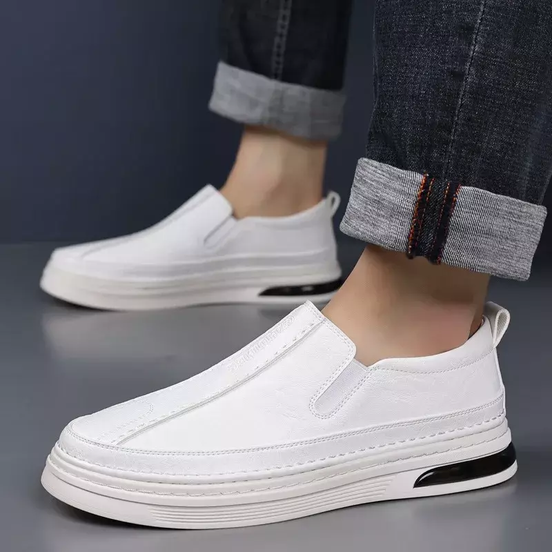 2024 Lente Herfst Zacht Lederen Zakenman Schoenen Britse Modeontwerper Nieuwe Slip-On Casual Heren Schoenen Sneakers Heren
