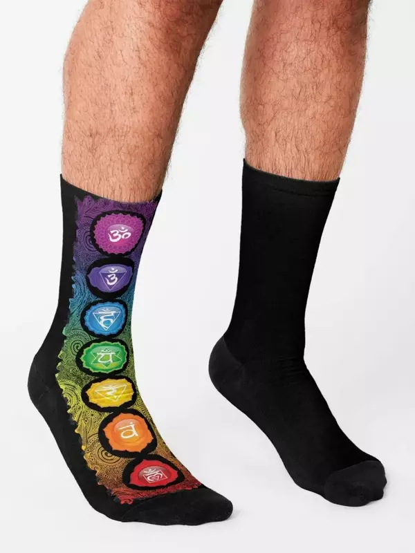 Calcetines de senderismo con símbolos de 7 Chakras para hombre y niña, botas deportivas de punta de lujo, venta al por mayor, 62
