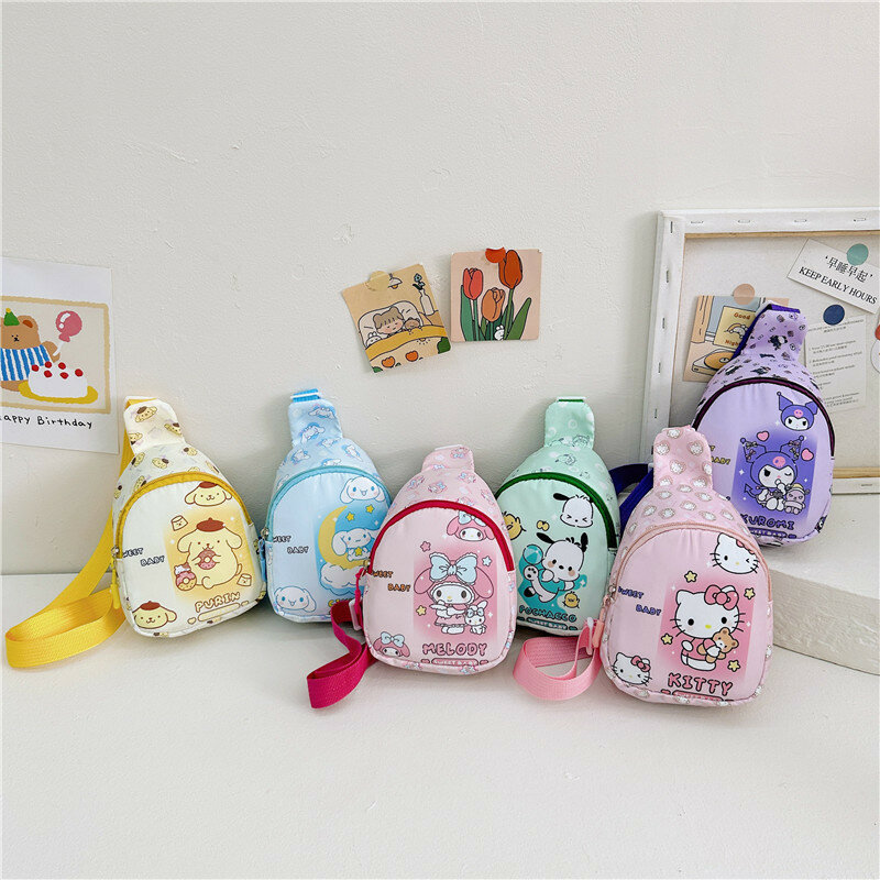 Hello Kitty 2024 new children's bag ins spring and summer cartoon cute chest bag for boys and girls fashion cross-body backpack