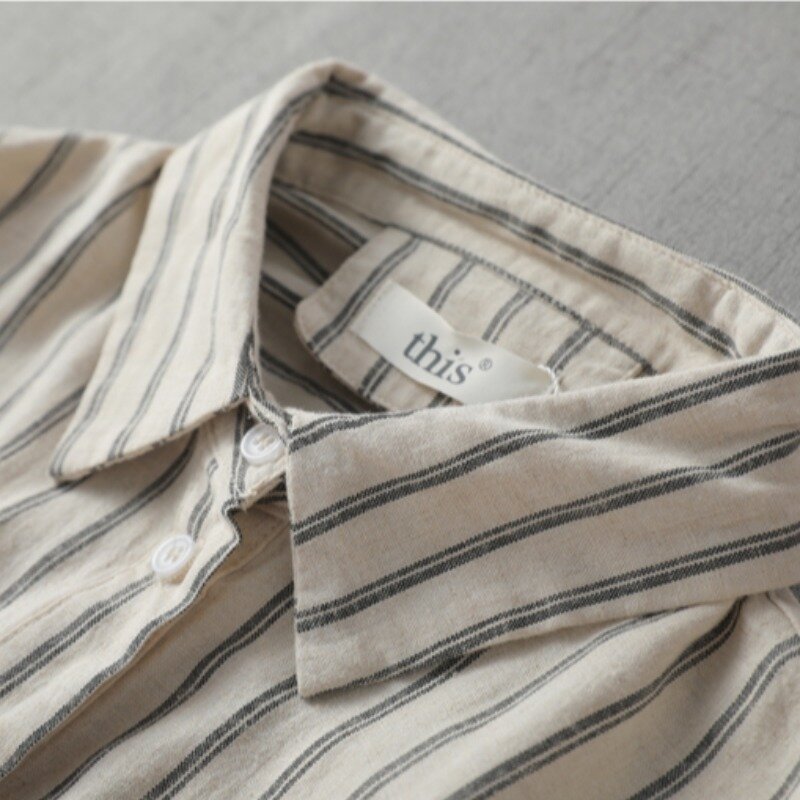 SuperAen льняная рубашка в Вертикальную Полоску Женская Осенняя Повседневная японская многослойная рубашка повседневные рубашки с длинными рукавами
