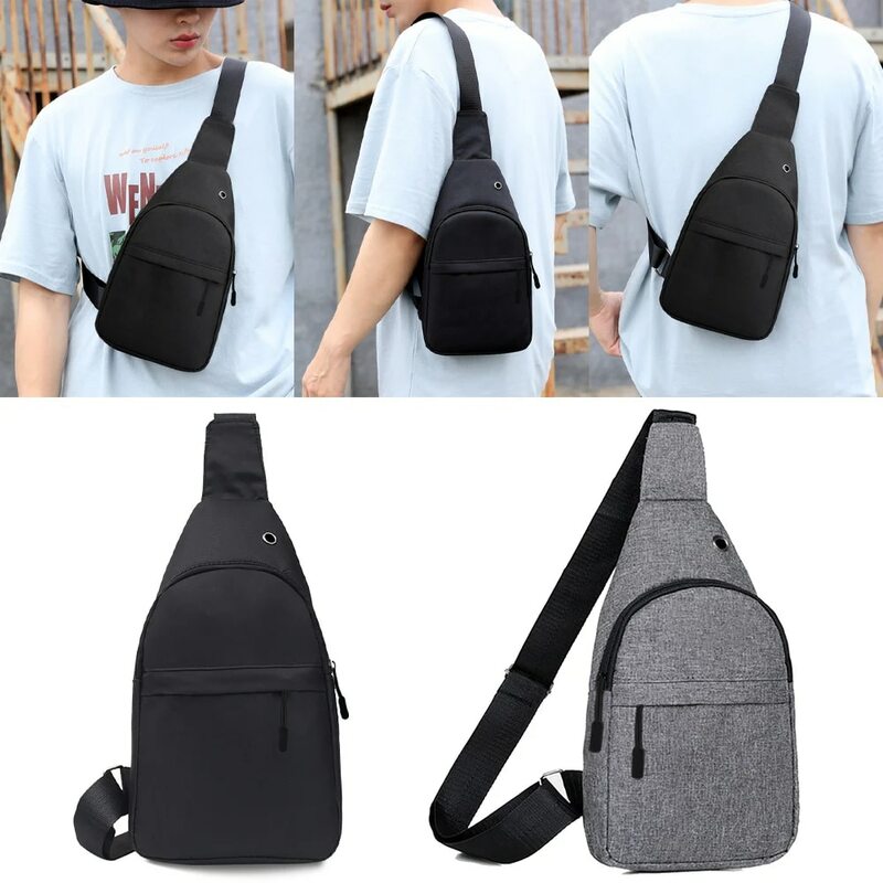 Men's Chest Bags Crossbody Shoulder Bag Backpack with USB Charging Earphones Cable Hole Women Travel Messenger Bag Chest Pack