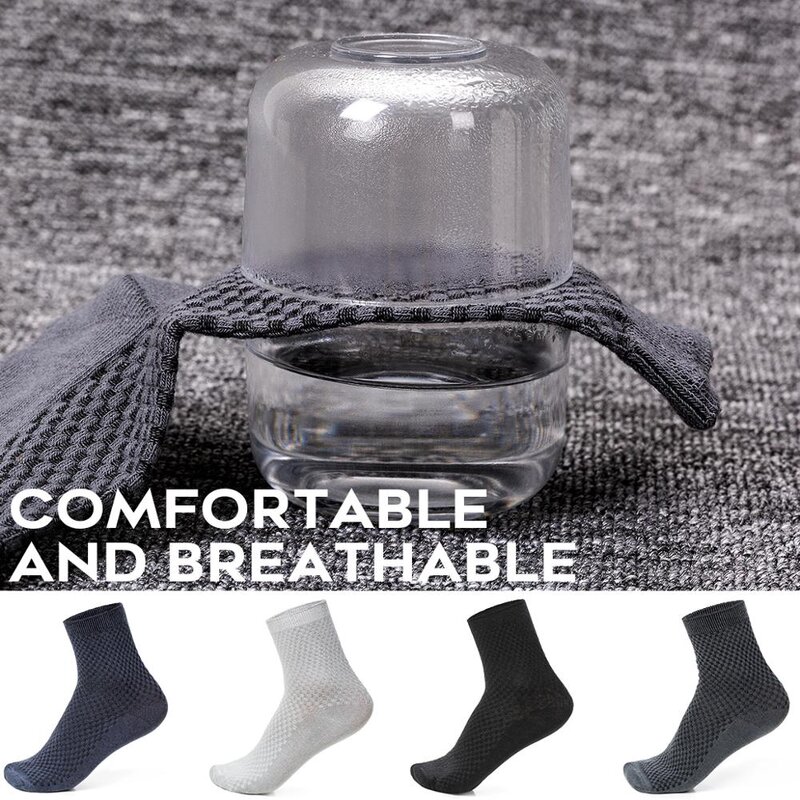 5Pairs Comfortable Men Bamboo Fiber Socks Casual Business Anti-Bacterial Deodorant Breatheable Cotton Socks Man Long Sock