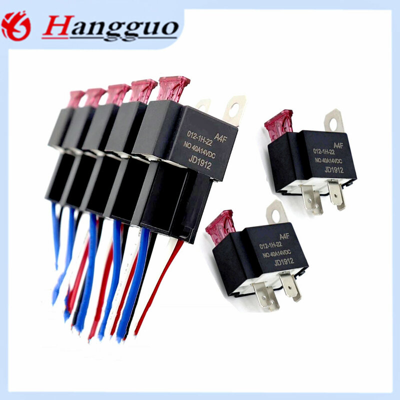 5PCS Car Fuse Relay Automotive Relay Circuit Control 40A 12V/24V JD1912 JD2912 4/5PIN Copper Terminal Auto Relay Wiring Harness