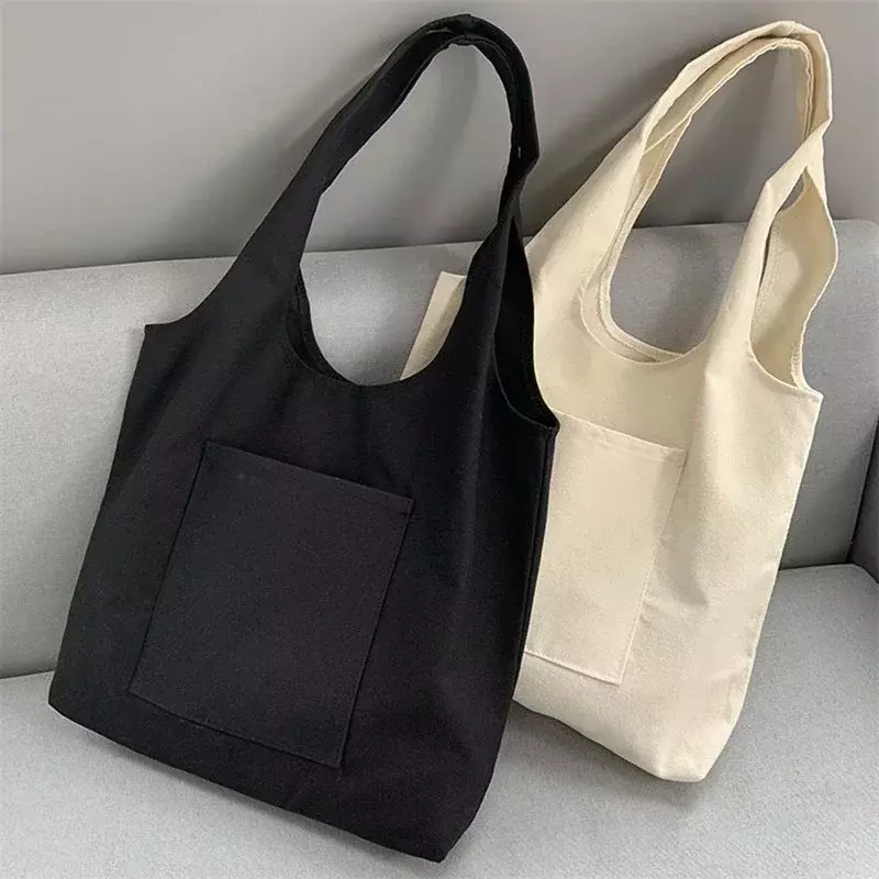 HHB01 tas bahu kasual untuk wanita, tas jinjing ramah lingkungan, tas belanja untuk wanita