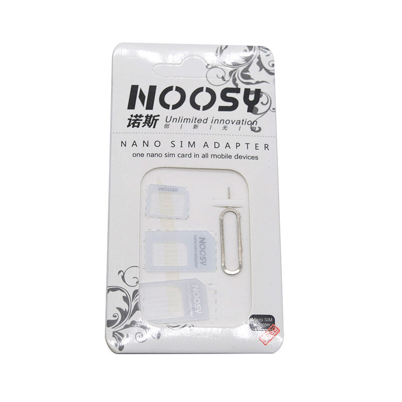 Carte de caractéristiques Noosy Micro EpiCard vers adaptateur standard, convertisseur adaptateur, téléphone portable avec clé à broche d'éjection, 4 en 1, 100 ensembles