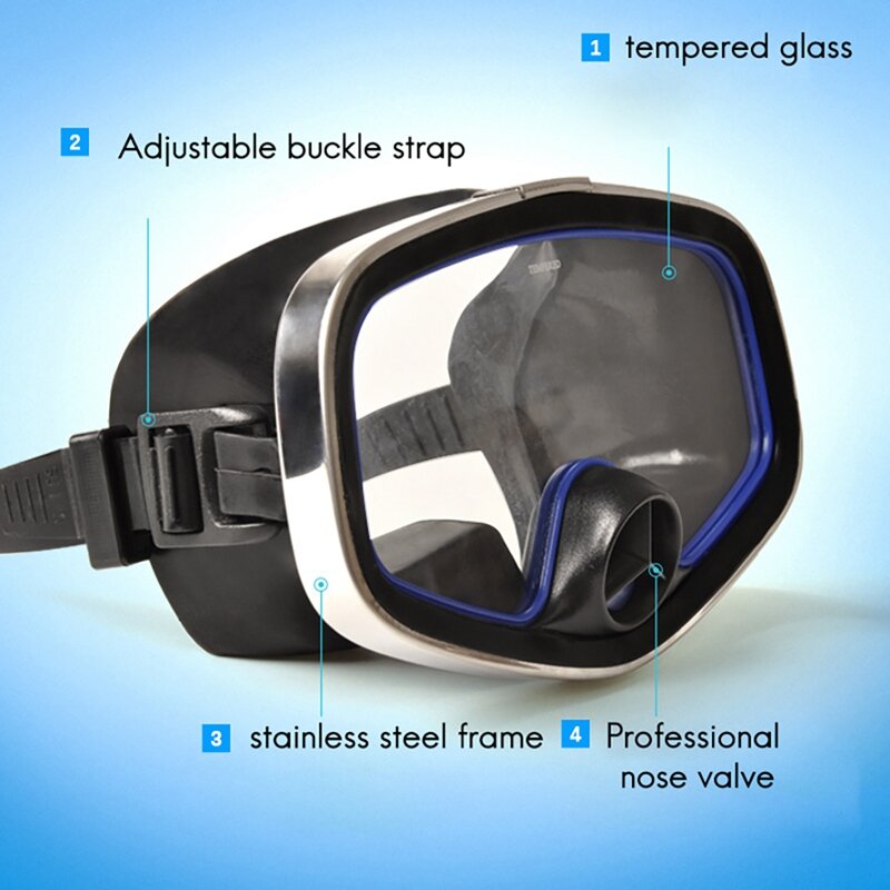 Yon Sub Scuba Diving Classic Free Dive One-Window Silicone Purged Mask Black Nose Valve Large Frame Adult Diving Mask