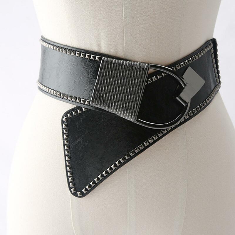 Mulheres Wide Studded Rivet Belt, Stretch Belt, Punk, Western, Vaqueira, Senhoras Cintura, Acessórios de Vestuário