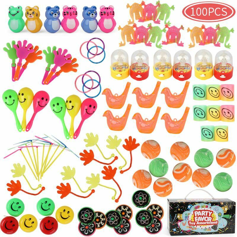 100 PCS Party Favor Toy Assortment for Boys & Girls Party Favors for Kids Birthday Party Children's Carnival Prizes Gift Box