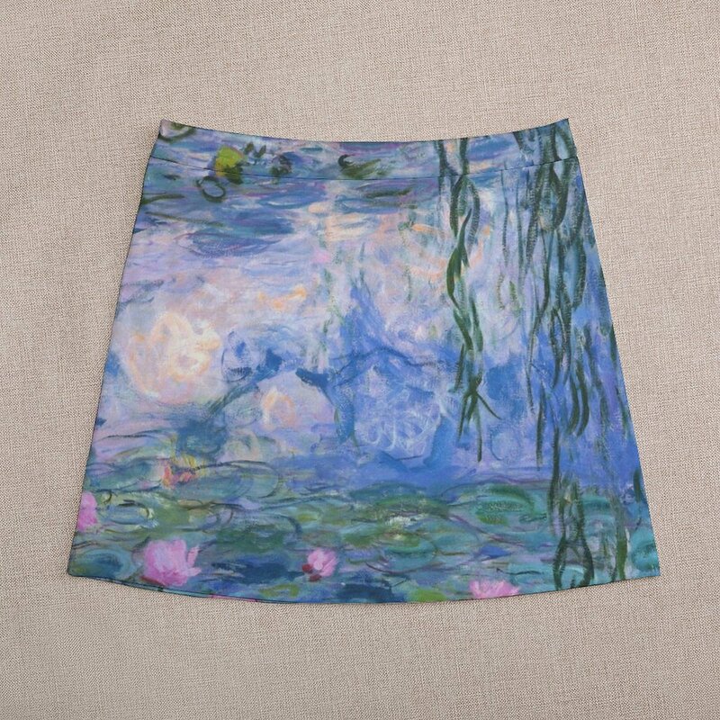 Gaun rok Mini bunga lili air Claude Monet musim panas pakaian 2023 wanita untuk musim panas
