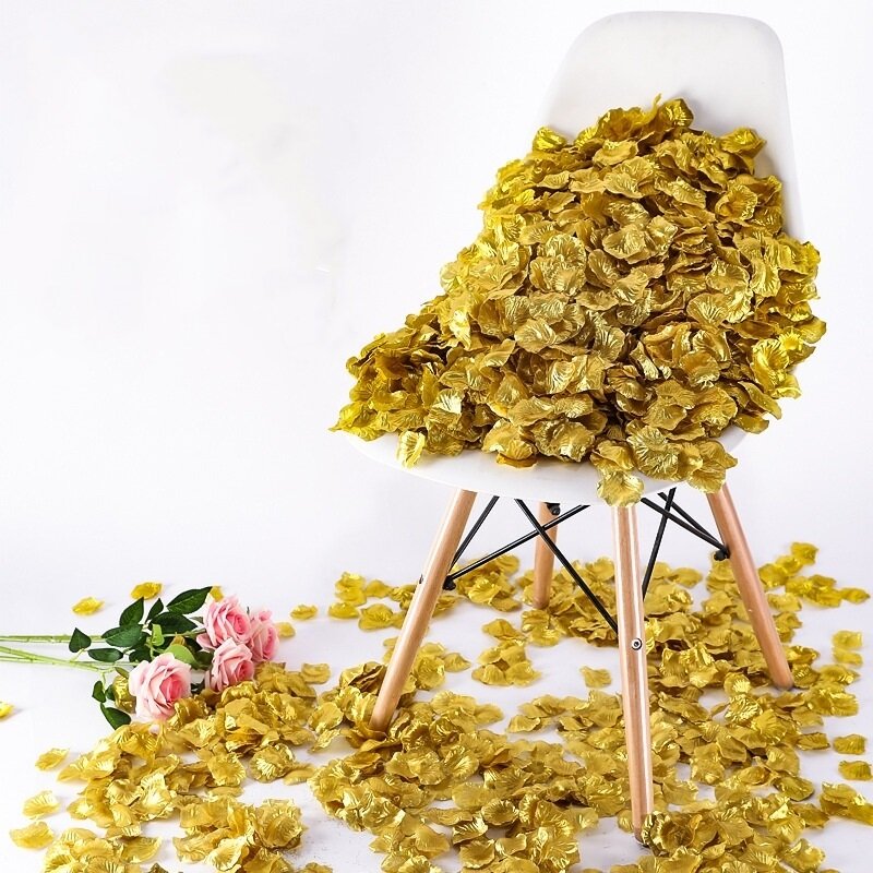 Emas Perak Buatan Romantis Sutra Kelopak Bunga Mawar Hari Valentine Pernikahan Proposal Pengakuan Dekorasi Pesta 500Pc
