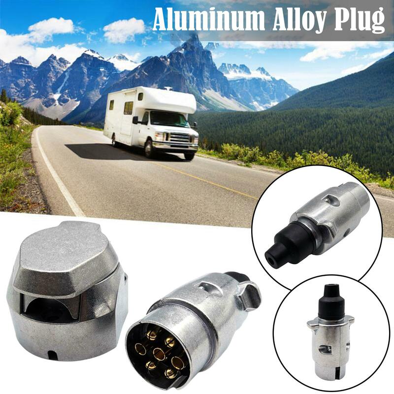  7 Pin Aluminium Alloy Plug Trailer Truck Towing Electrics 12V Connector EU Plug Professional Replacement For Truck L2W1