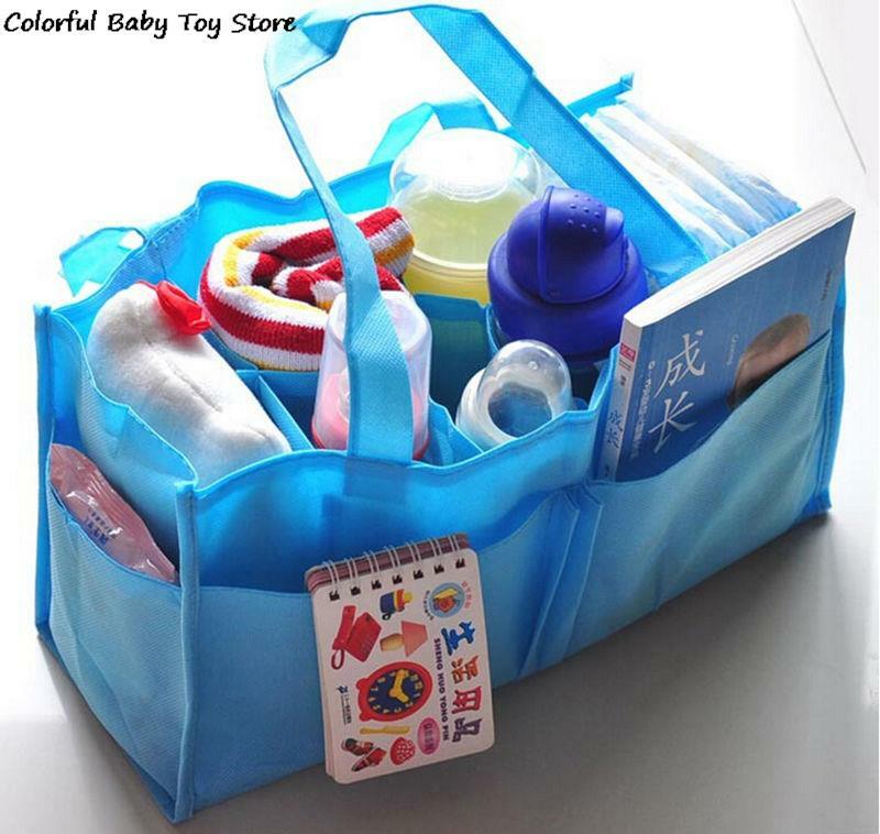 Bolsa de mano multifunción portátil para mamás, bolso de almacenamiento de pañales para biberón, ecológico, no tejido, 7 bolsas separadas, novedad