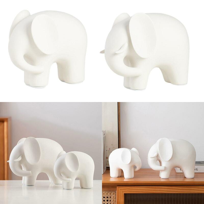 Ceramic Elephant Statue Collectible Figurine Xmas Feng Shui Animal Sculpture