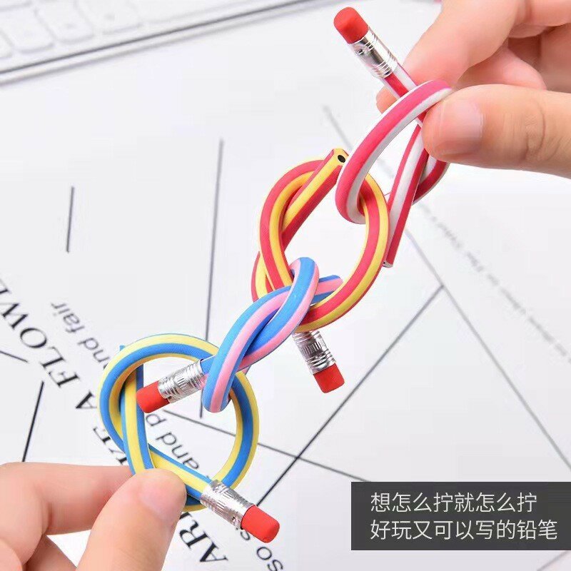 다채로운 매직 벤디 유연한 부드러운 연필, 지우개 포함, 한국 귀여운 문구, 크리스마스, 어린이 선물, 학생 학교 사무용품