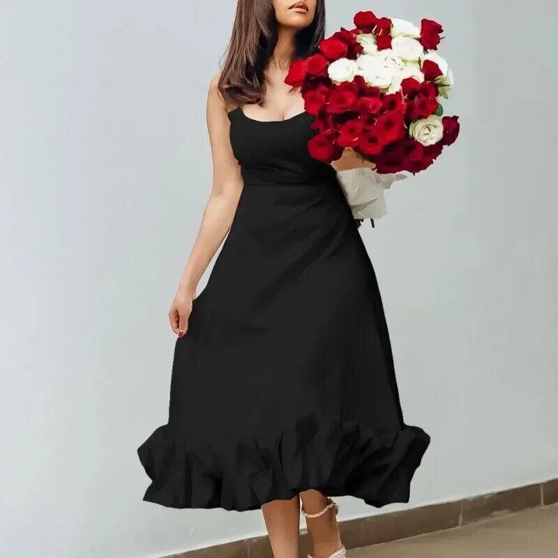 2023 African Dresses for Women Autumn Fashion Africa Sleeveless Polyester Black White Purple Midi Dress Dashiki African Clothing