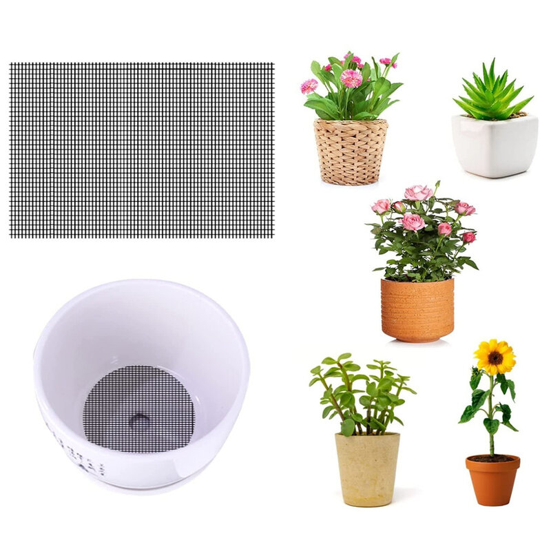 Flower Pot Hole Mesh Pad, DIY Drainage Netting, Pot Bottom Grid Mat, Manter o Solo de Fluir, Garden's Drainage Mesh Screens, 5 pcs