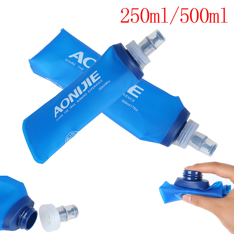 NEW 2019 TPU Folding 250ml 500ml Soft Flask Folding Collapsible Water Bottle Free For Running Camping Hiking