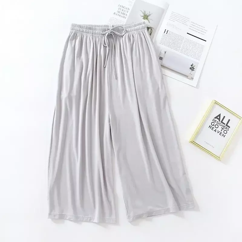 Color Large Summer Thin Womens Cropped Modal Solid Ladies Shorts Japanese Style Wide Bottoms Trousers Pants Leg Home Size Loose