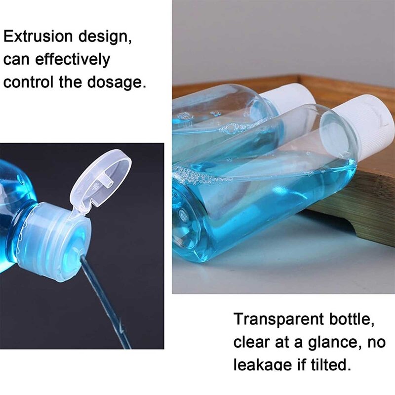 Botella transparente con pulverizador de 8 piezas, botella pequeña de plástico vacía, Kit de viaje de 100ML, líquido transparente para viaje