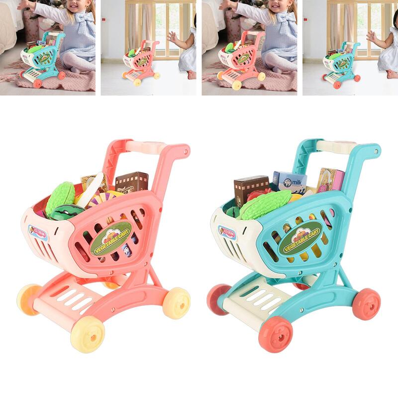 Zakupy dla dzieci wózek zabawkowy Supermarket ręcznie wózek zabawkowy dla kreatywne zabawki w wieku przedszkolnym