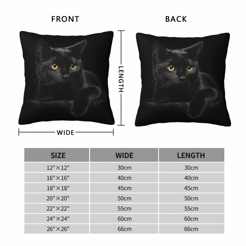 Schwarze Katze quadratischen Kissen bezug Kissen bezug Polyester Kissen Reiß verschluss dekorative Komfort Wurf kissen für zu Hause Wohnzimmer