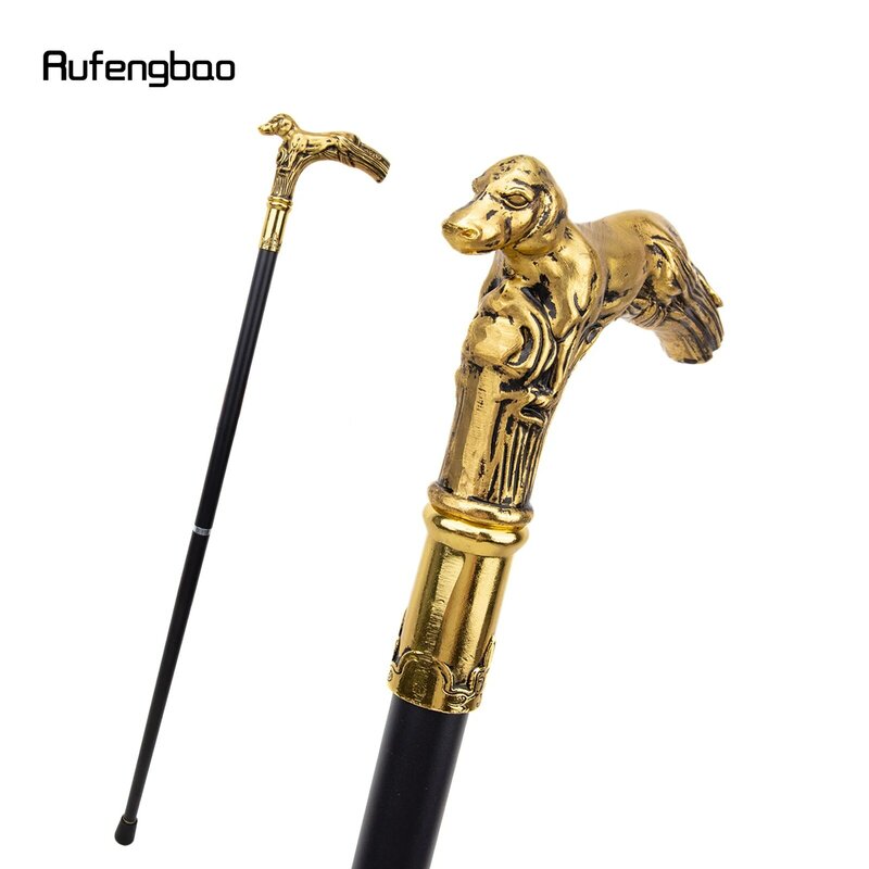 Gouden hondenhandvat luxe patroon wandelstok feestmode elegante wandelstok decoratieve cospaly rietknop crosier 90cm