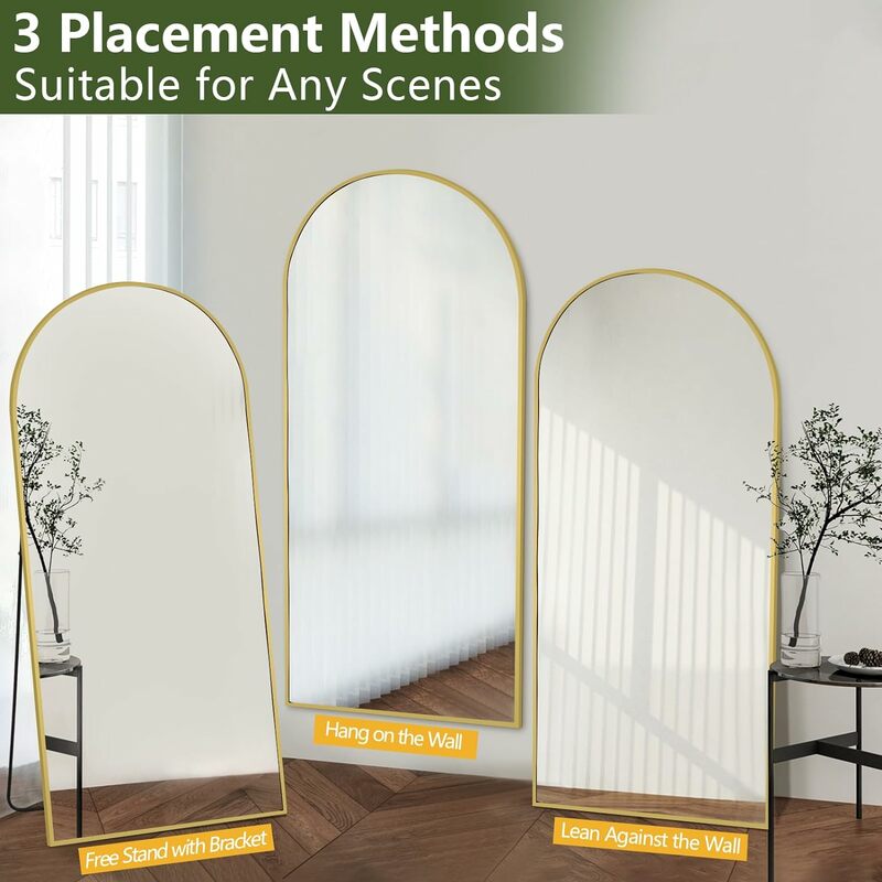 Grande Arched Full Body Mirror Stand, HD, Shatterproof, Ginásio, Quarto, Sala de estar, Vestiário Espelho, Ginástica Espelho