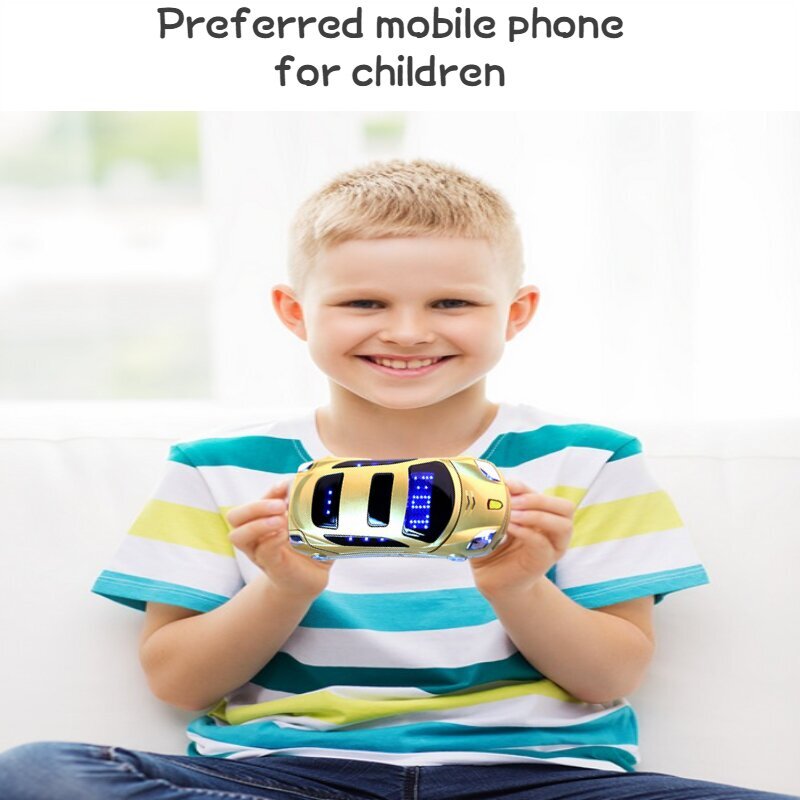 Teléfono Móvil plegable con tapa para niños, Mini teléfono móvil con forma de coche, MP3, MP4, Radio FM, SMS, MMS, cámara, linterna, Tarjeta SIM Dual