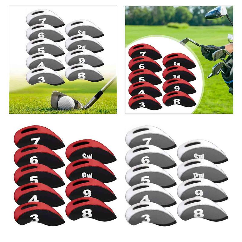 Copricapo in ferro da Golf da 9 pezzi, copricapo per mazze da Golf moda, protezione per attrezzi da golfista, coperture in ferro da Golf con testa in ferro manica