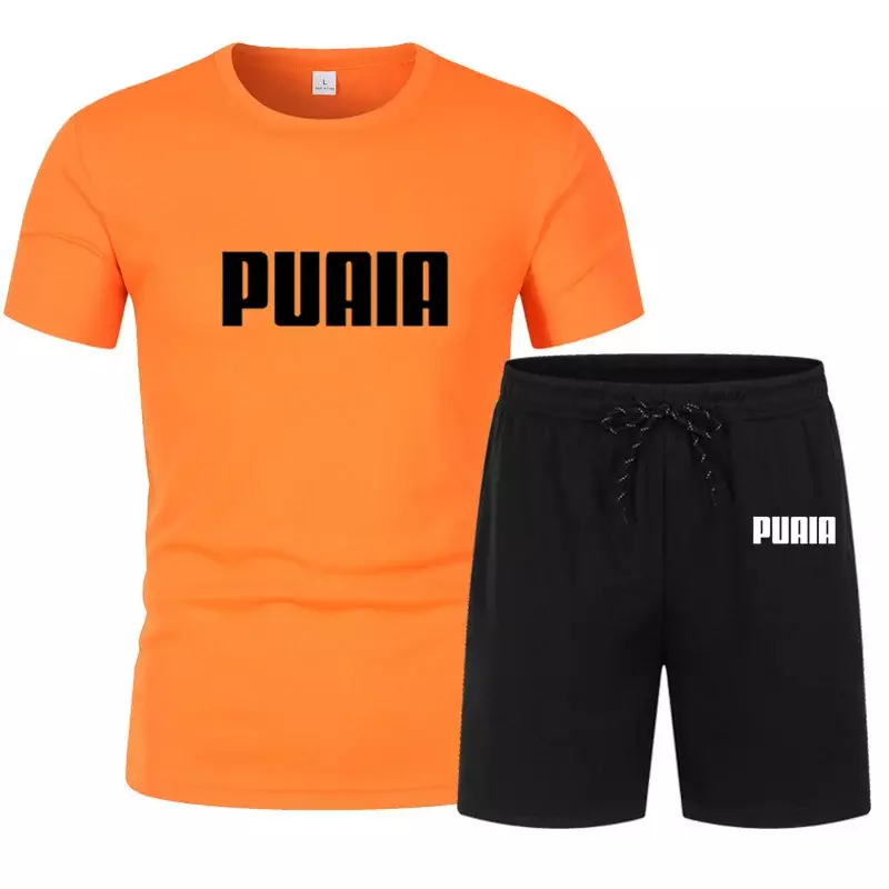 Conjunto de camiseta e shorts casual masculino, roupa esportiva de manga curta, roupa de treino para correr, verão, 2 peças, 2024