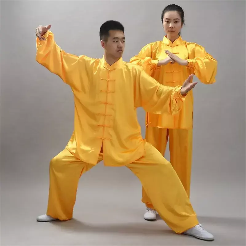 Комплект традиционной китайской одежды для мужчин и женщин, униформа для Тай-Чи, кунг-фу, топ и штаны для ушу 12 цветов, костюмы для тренировок и выступлений