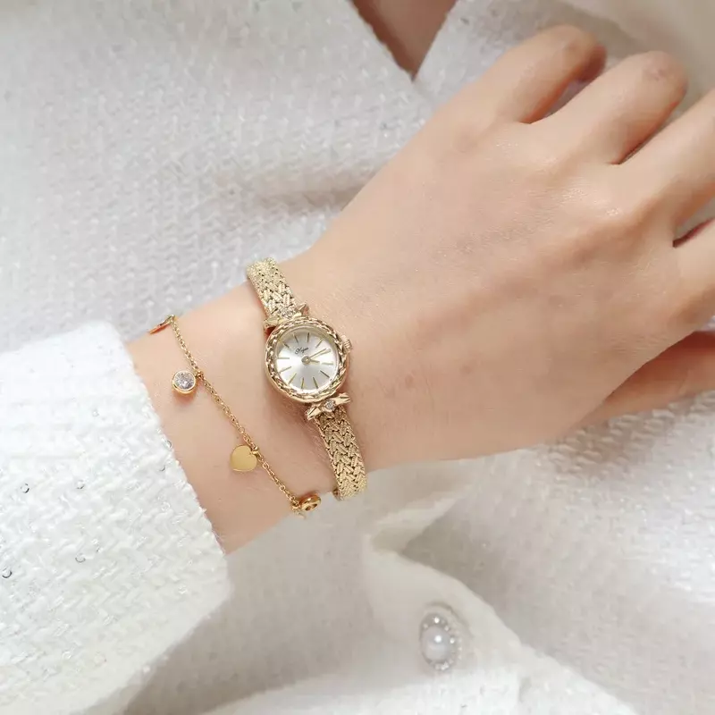 Relógio de quartzo feminino com movimento japonês, pulseira banhada a ouro, conjunto estilo luxo, elegante, amantes, novo, 2022
