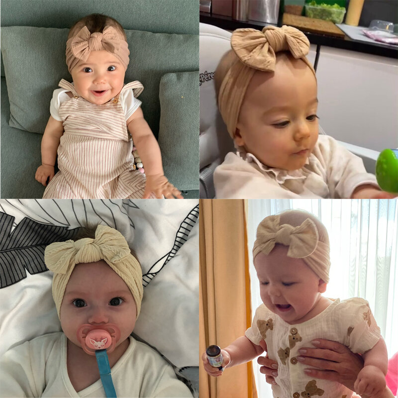 Bebê recém-nascido Arcos Elastic Knit Headbands Set, Crianças Turbante, Kids Hair Bands, Acessórios da menina, Lote, 5Pcs