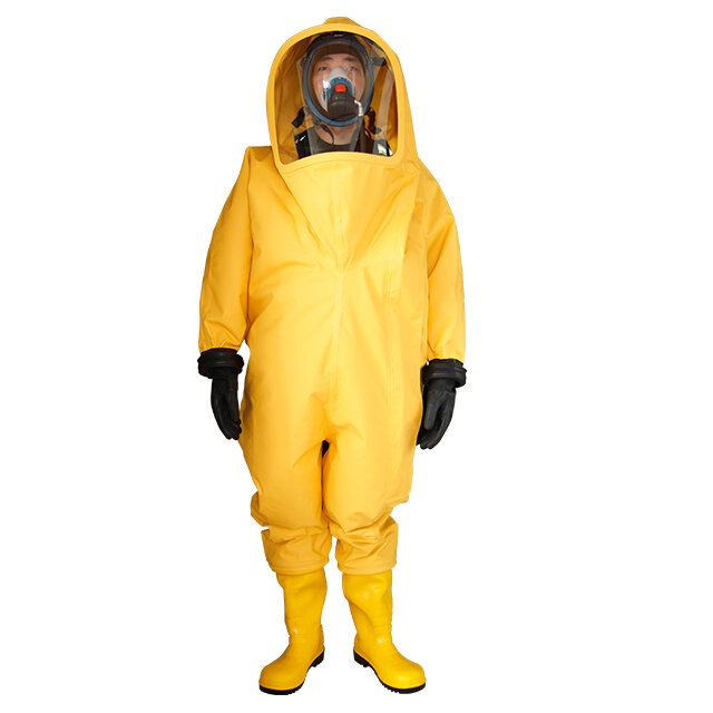 Yellow Color Work Fireman Rubber Chemical Protective Suit