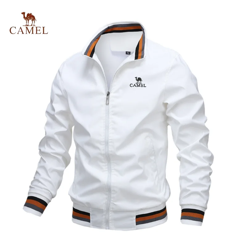 Jaket ritsleting pria CAMEL bordir baru 2024, jaket olahraga assault, jaket olahraga luar ruangan, santai, bisnis kualitas tinggi musiman