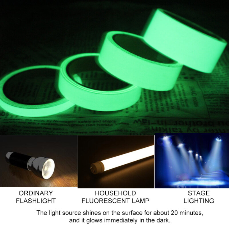 1m Glow In The Dark Warning Tape Luminous Fluorescent Night Self-adhesive Sticker Tape Safety Warning Decoration Home Kitchen