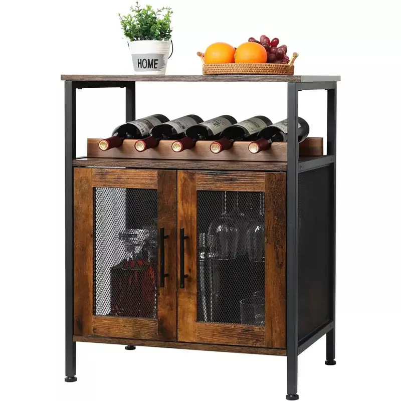 Destacável Wine Bar Cabinet com vidro titular