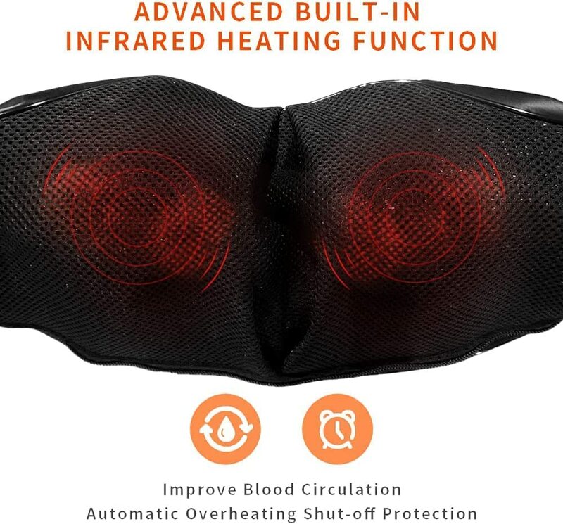 Breo Alat Pijat Leher & Punggung Shiatsu dengan Panas 3D Pijat Bahu Pengurang Rasa Sakit Memijat Bantal Listrik untuk Kaki Kaki Leher
