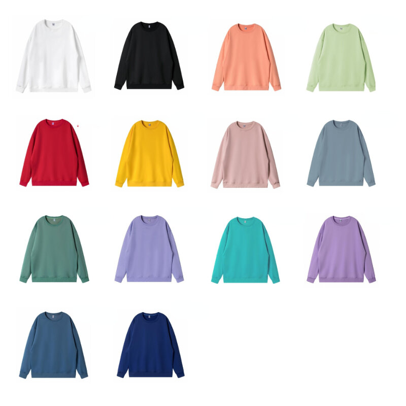 MRMT-pulôver com gola redonda para homens e mulheres, suéter de algodão imitado, roupa de cor sólida, ombro fora, novo, 260g, 2022