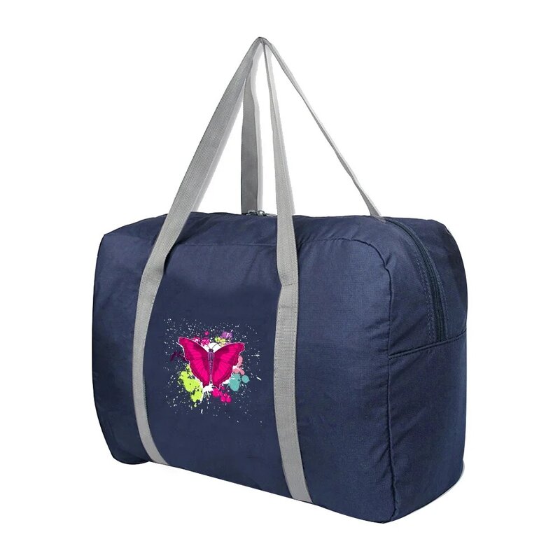 Nowe składane torby podróżne Unisex ubrania organizatorzy o dużej pojemności worek marynarski nadrukowany motyl torebki damskie męskie torby podróżne