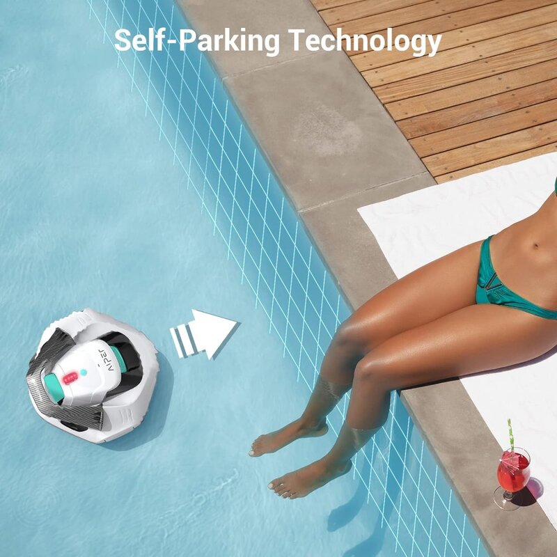 AIPER SeaghydrSE-Robot nettoyeur de piscine sans fil, autonomie de 90 minutes, indicateur LED, piscines au sol jusqu'à 860 pieds carrés, blanc