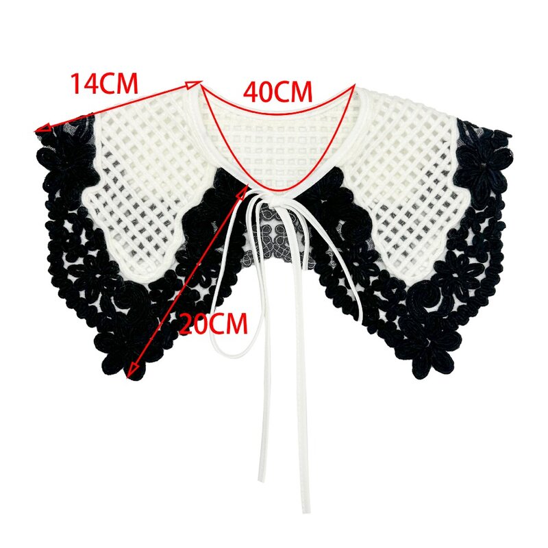 Col en laine à lacets avec insigne, châle assressenti, faux col noir et blanc, décor de chemisier, robe, nouveau