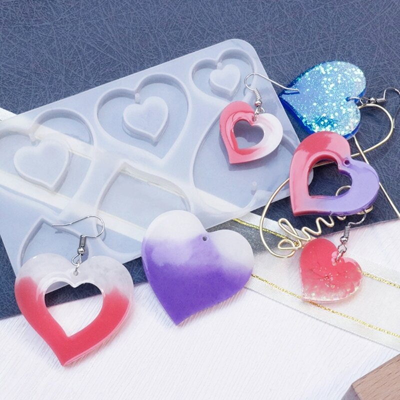 Multiple Styles Earrings Silicone Mold Resin Keychain Pendant Mold for DIY Craft 517F