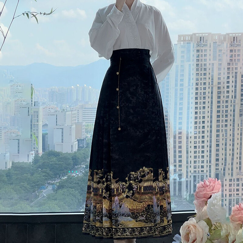 Brand New Skirt Half Skirt Fashionable Half Skirt No Elasticity Polyester Retro Simple Solid Color Street Black